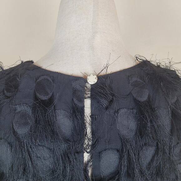 Anthropologie Dress 12 Black Roxie Fringe Textured Sleeveless Party Flapper - Picture 6 of 11